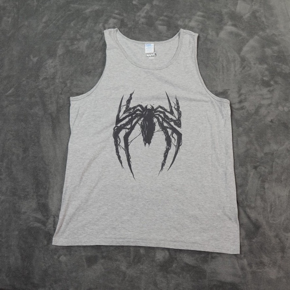 Marvel Spider-Man 2 Symbiote Center‎ Graphic Tank Top Mens Large Gray Port Co
